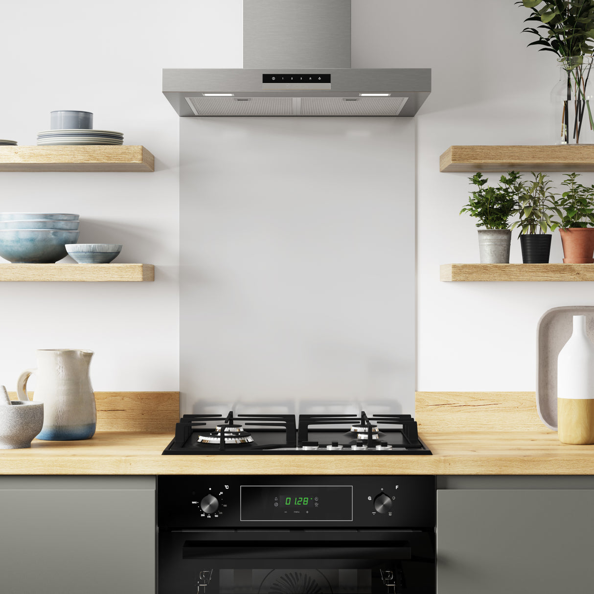 Bushboard Alloy Glacier White Aluminium Feature Kitchen Splashback