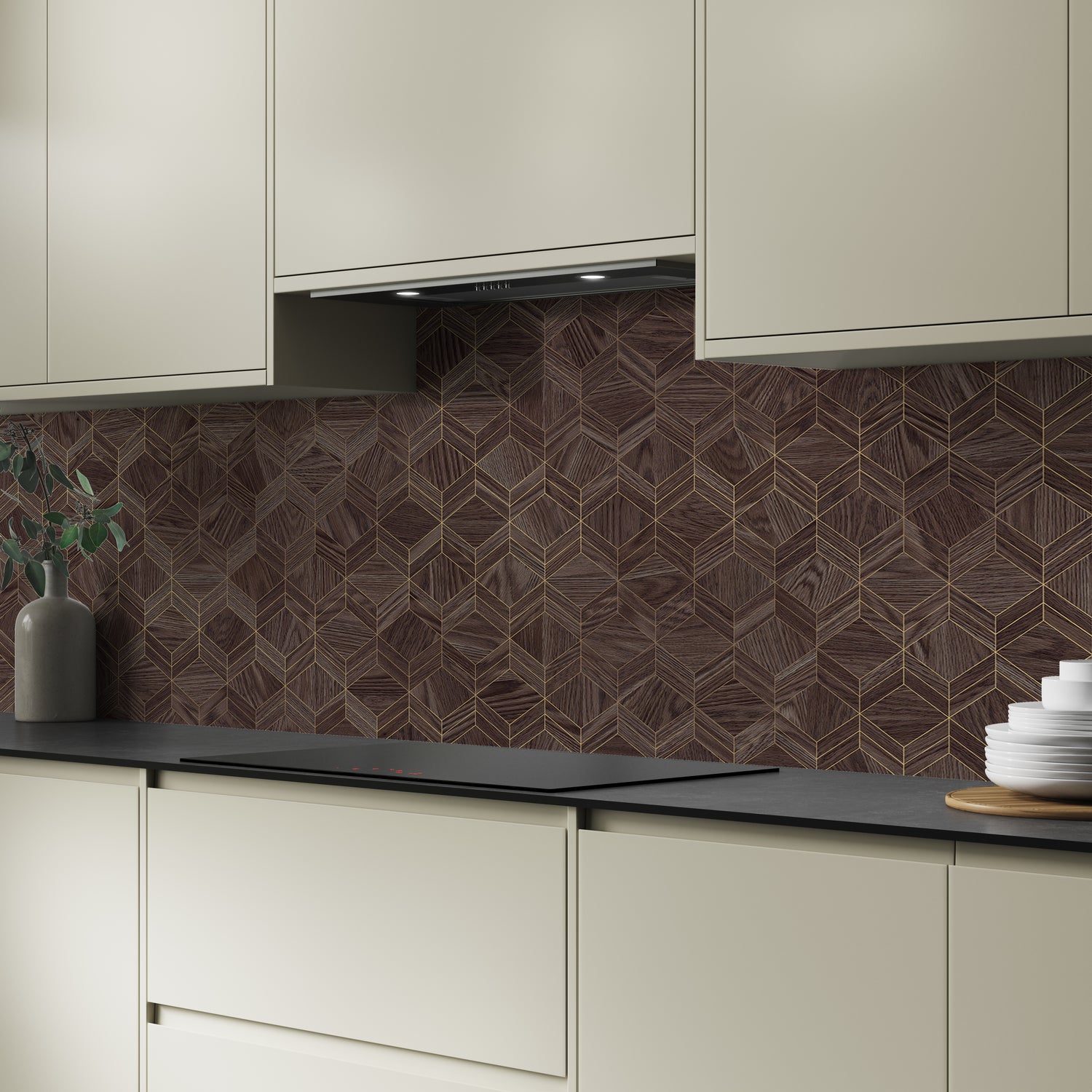 Bushboard Alloy Heritage Walnut Aluminium Feature Kitchen Splashback