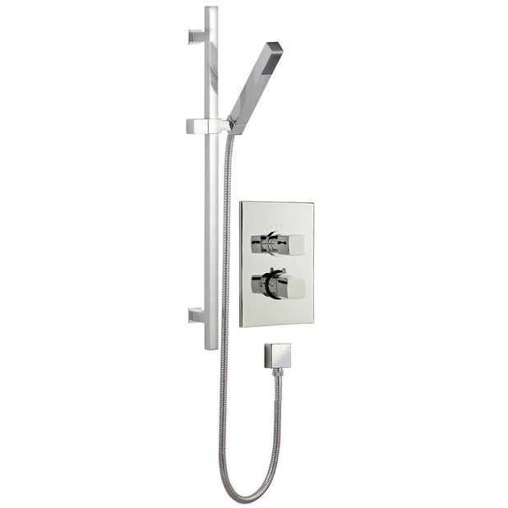 Astini Thermostatic Chrome 1 Way Shower Valve & Square Slide Rail Shower Kit JTY18