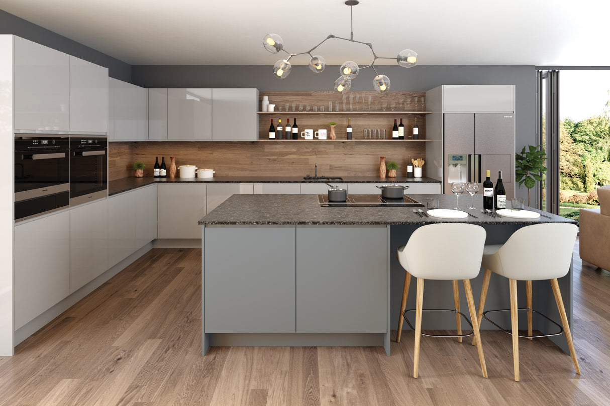 JAY Handle Less Light Grey Gloss J Pull- Replacement Kitchen Doors (End Panel)