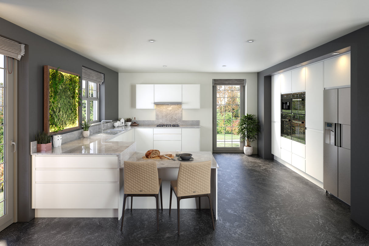 JAY Handle Less White Supermatt J Pull- Replacement Kitchen Doors (End Panel)