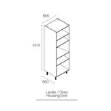 600mm Flat Pack Kitchen Tall Appliance Cabinet Light Grey (1970mmH + Legs)