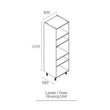 600mm Flat Pack Kitchen Tall Appliance Cabinet White (2150mmH + 150mm Legs)