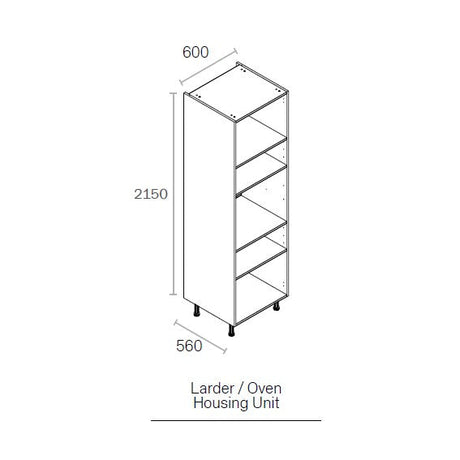 600mm Flat Pack Kitchen Tall Appliance Cabinet Light Grey (2150mmH + 150mm Legs)