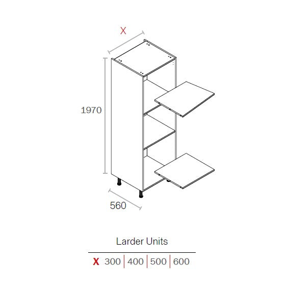 600mm Flat Pack Kitchen Larder Cabinet Light Grey (1970mmH + Legs)
