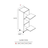 600mm Flat Pack Kitchen Larder Cabinet Light Grey (1970mmH + Legs)