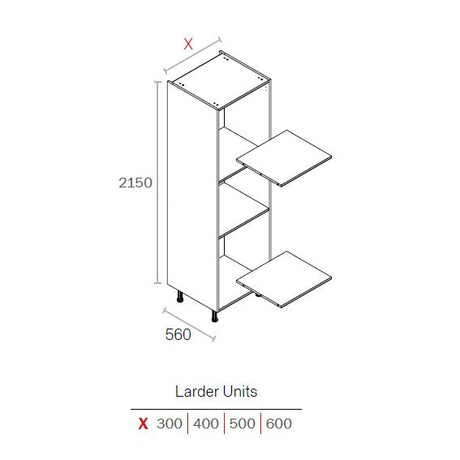 400mm Flat Pack Kitchen Tall Larder Cabinet Light Grey (2150mmH + 150mm legs)