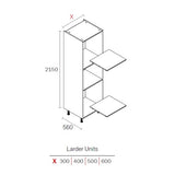600mm Flat Pack Kitchen Tall Larder Cabinet Light Grey (2150mm H + 150mm Legs)