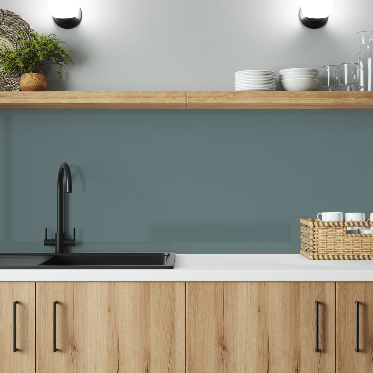 Bushboard Alloy Neptune Blue Aluminium Feature Kitchen Splashback