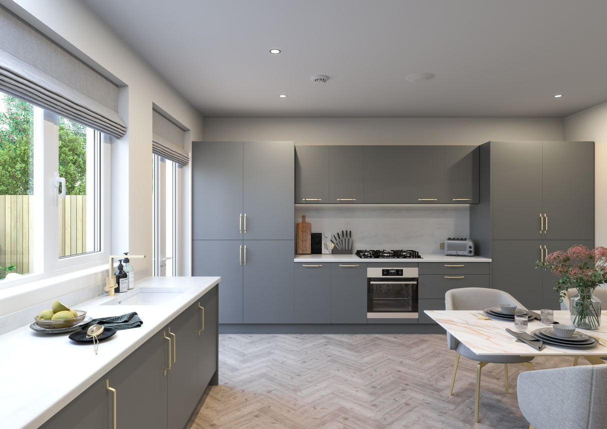 Fenton Painted (Laser Edged) Slab Carbon Grey- Replacement Kitchen Door/Drawer Front (283mm High)