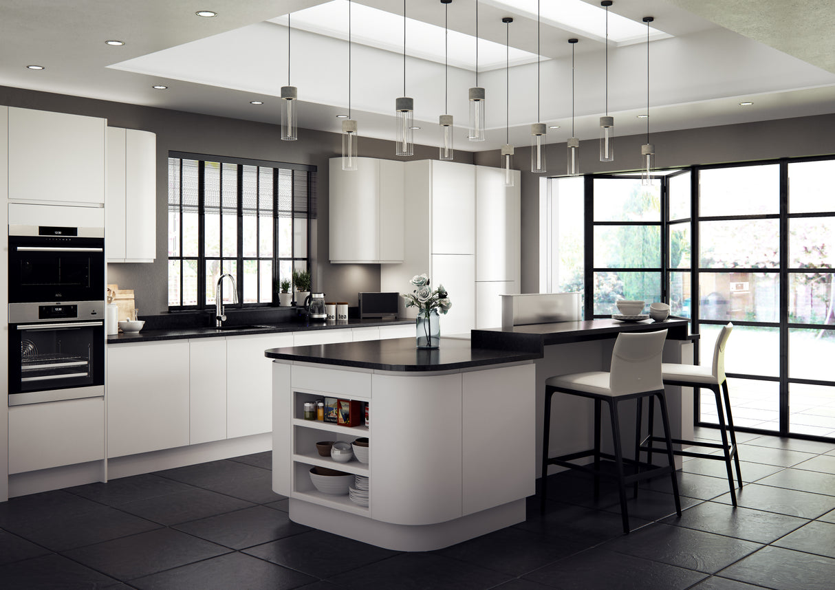 Larissa Handle Less White Matt J Pull- Replacement Kitchen Doors (980mm High)