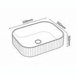 Astini Flauto 500mm Fluted Gloss White Rectangle Countertop Basin