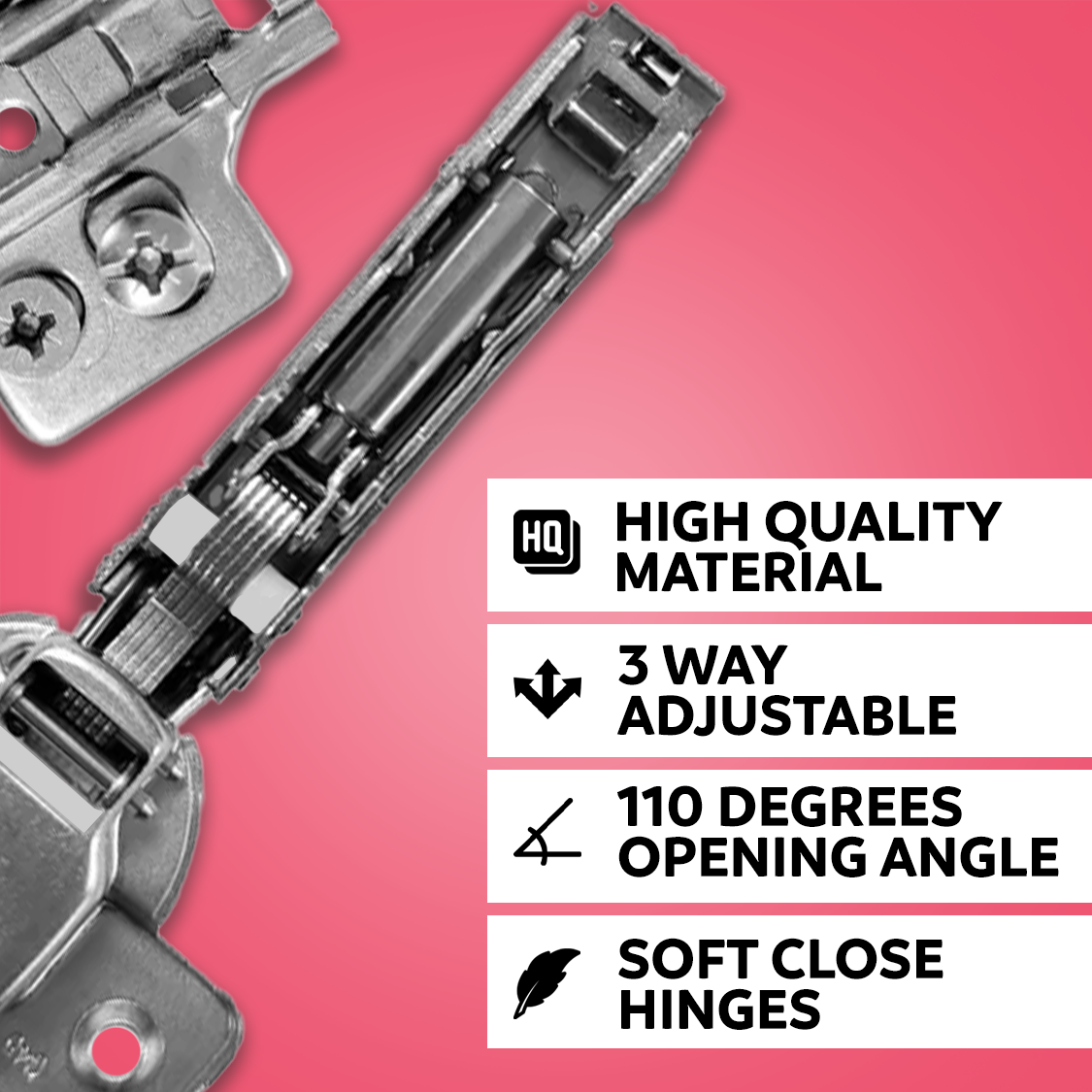 20-Pack Soft Close Cabinet Hinges – 110° Full Overlay with Backplates (Adjustable)