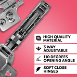 20-Pack Soft Close Cabinet Hinges – 110° Full Overlay with Backplates (Adjustable)