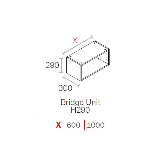 600mm Flat Pack Kitchen Bridging Cabinet 290mm High Light Grey