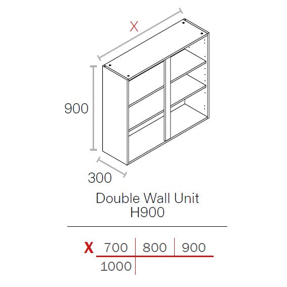 700mm Flat Pack Kitchen Extra Tall (900mm High) Wall Cabinet Light Grey