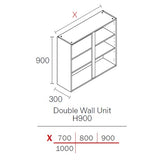 700mm Flat Pack Kitchen Extra Tall (900mm High) Wall Cabinet Light Grey