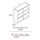 1000mm Flat Pack Kitchen Extra Tall (900mm High) Wall Cabinet Light Grey