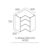 600mmx600mm Flat Pack L Shaped Kitchen Corner Wall Cabinet Light Grey
