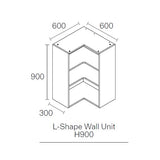 600mmx600mm Flat Pack L Shaped Kitchen Corner Extra Tall (900mm High) Wall Cabinet White