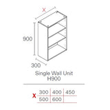 300mm Flat Pack Kitchen Extra Tall (900mm High) Wall Cabinet White