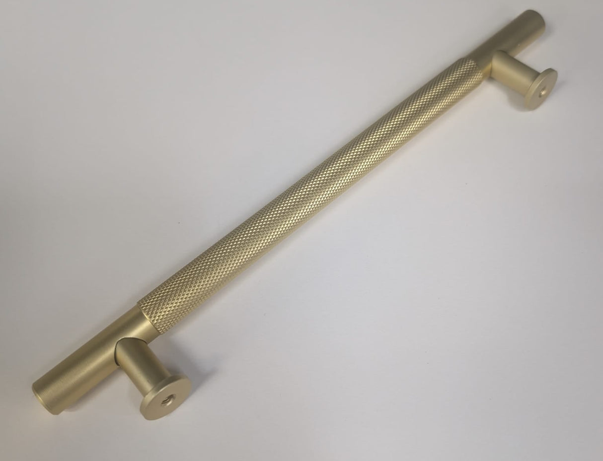 Ellis Knurled T-Bar Kitchen/Bedroom Door Handle Satin Brass