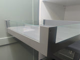 DTC Pre-Assembled Soft-Close Kitchen Drawer Box  Low Inner Drawer System With Glass Sides, To Suit 600mm Wide Cabinet, 95mm High, 450mm Full Extension Dark Grey