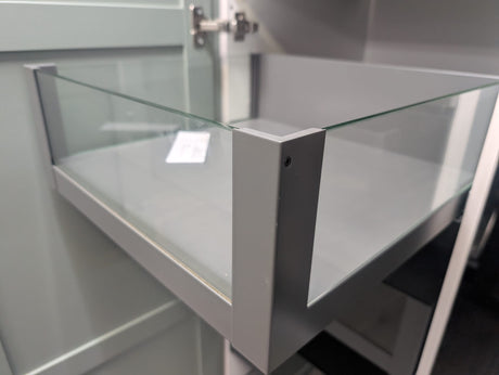 DTC Pre-Assembled Soft-Close Kitchen Drawer Box  High Inner Drawer System With Glass Sides, To Suit 600mm Wide Cabinet, 168mm High, 450mm Full Extension Dark Grey