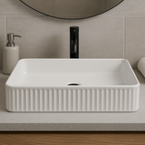 Astini Flauto 500mm Fluted Gloss White Rectangle Countertop Basin