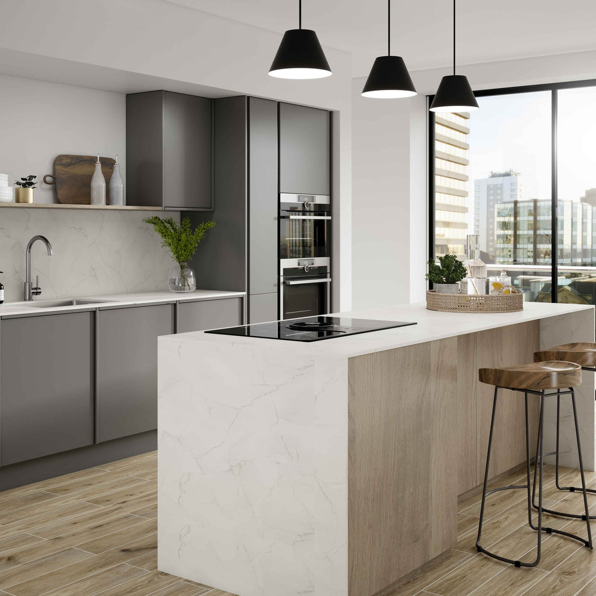 Wilsonart Zenith Marbre De Paros Compact Laminate Kitchen Worktops (White Core)