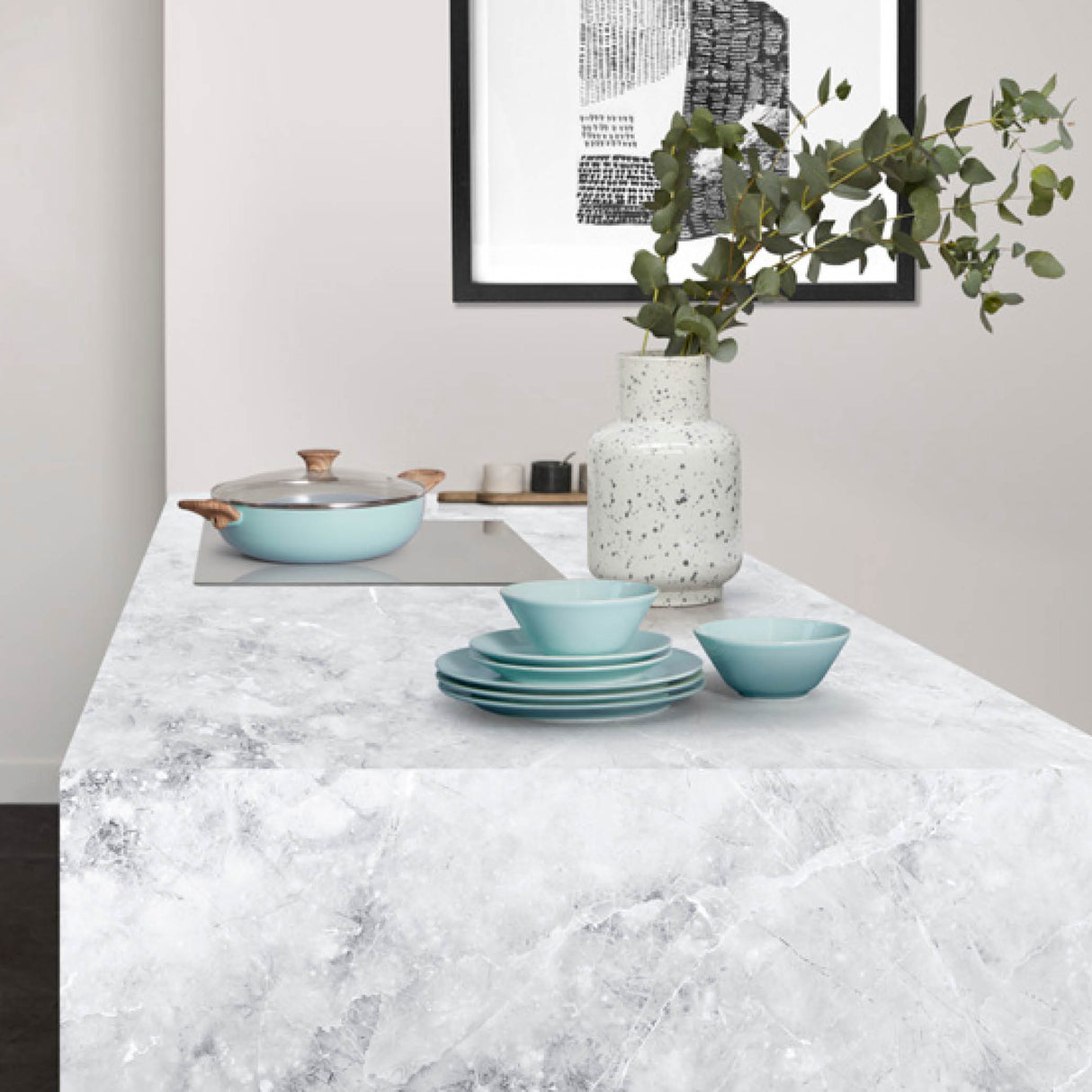 Wilsonart Zenith Marmo Treviso Compact Laminate Kitchen Worktops (Grey Core)