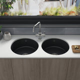 Astini Round Inset/Undermount 460 2.0 Bowl Matt Black Ceramic Kitchen Sink with Waste & Overflow