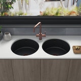 Astini Round Inset/Undermount 460 1.0 Bowl Matt Black Ceramic Kitchen Sink with Waste & Overflow