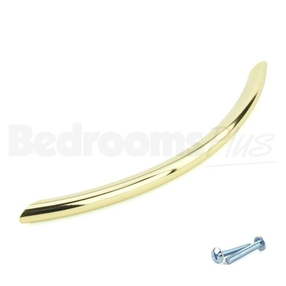 M4TEC Craignure O5 Polished Brass Bow Cupboard Door Handle – 128mm Hole Centres