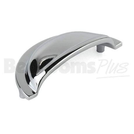 M4TEC Cromarty D8 Chrome Cup Drawer Pull Handle – Polished Cabinet & Cupboard Shell Handle (76mm Centres)