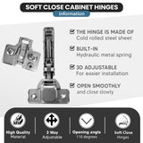 4 PACK 110 Degree Full Overlay Soft Close Kitchen Cabinet Door Hinges Adjustable Inc Backplates + Sc