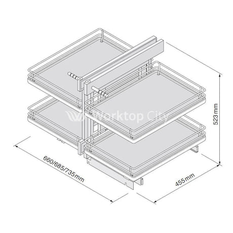 Innostor Plus Blind Corner Optimiser To Suit 800mm Wide Blind Corner Base Cabinet With A Minimum 400mm Wide Door Chrome