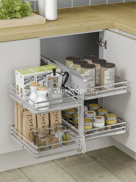 Innostor Plus Blind Corner Optimiser To Suit 800mm Wide Blind Corner Base Cabinet With A Minimum 400mm Wide Door Chrome