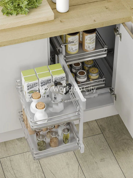 Innostor Plus Blind Corner Optimiser To Suit 900mm Wide Blind Corner Base Cabinet With A Minimum 450mm Wide Door Chrome
