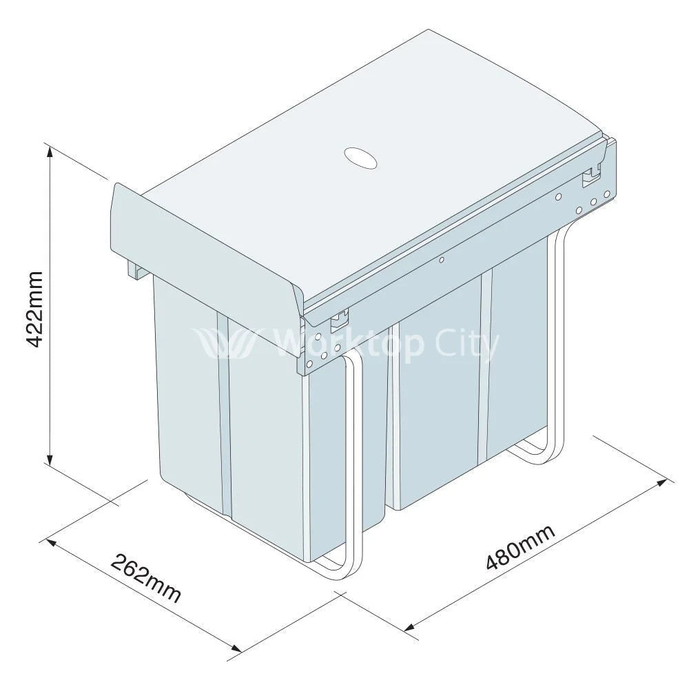 Innostor Pull Out Waste Bin Base Mounted Segregated 30 Litre Capacity 1 x 10 Litre and 1 x 20 Litre To Suit Minimum