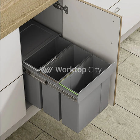 Innostor Pull Out Waste Bin Base Mounted Segregated 30 Litre Capacity for 300mm Kitchen Base Cabinet