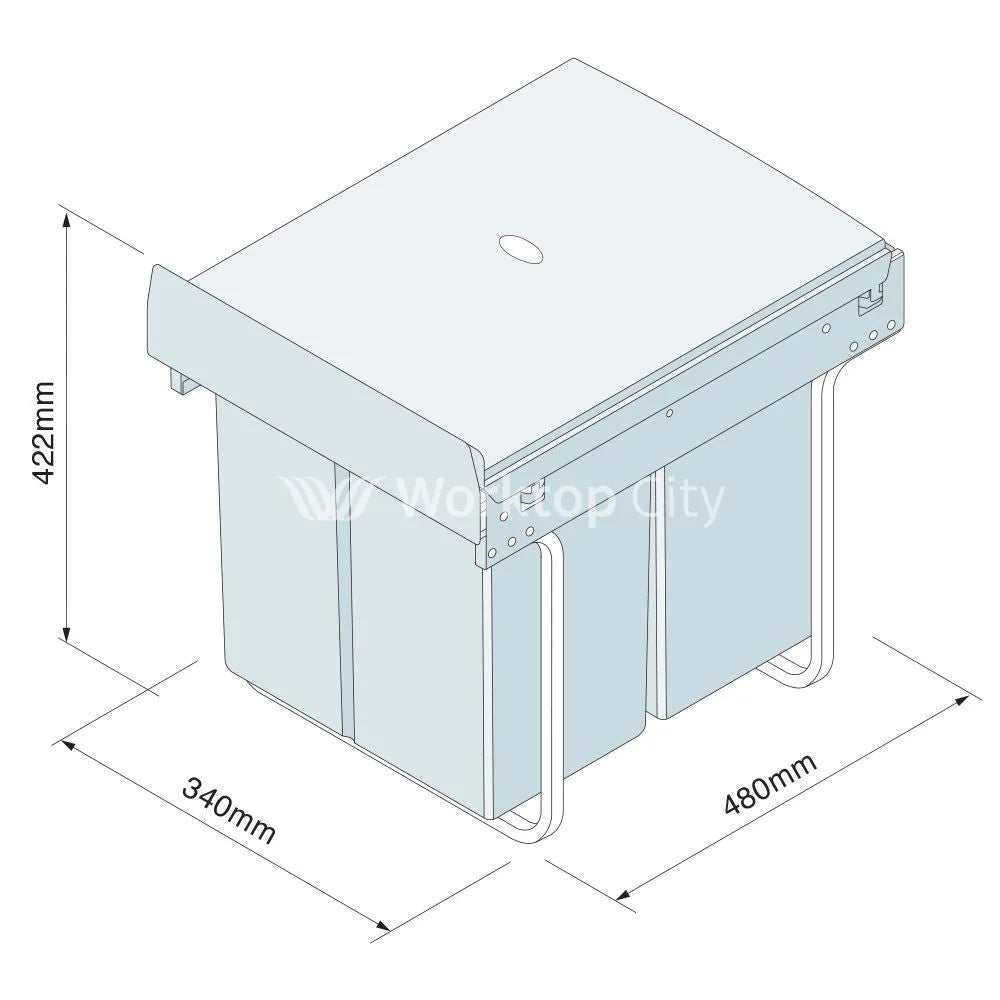 Innostor Pull Out Waste Bin Base Mounted Segregated 40 Litre Capacity 2 x 20 Litre To Suit Minimum 400mm Wide Cabinet