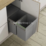 Innostor Pull Out Waste Bin Base Mounted Segregated 40 Litre Capacity 2 x 20 Litre To Suit Minimum 400mm Wide Cabinet