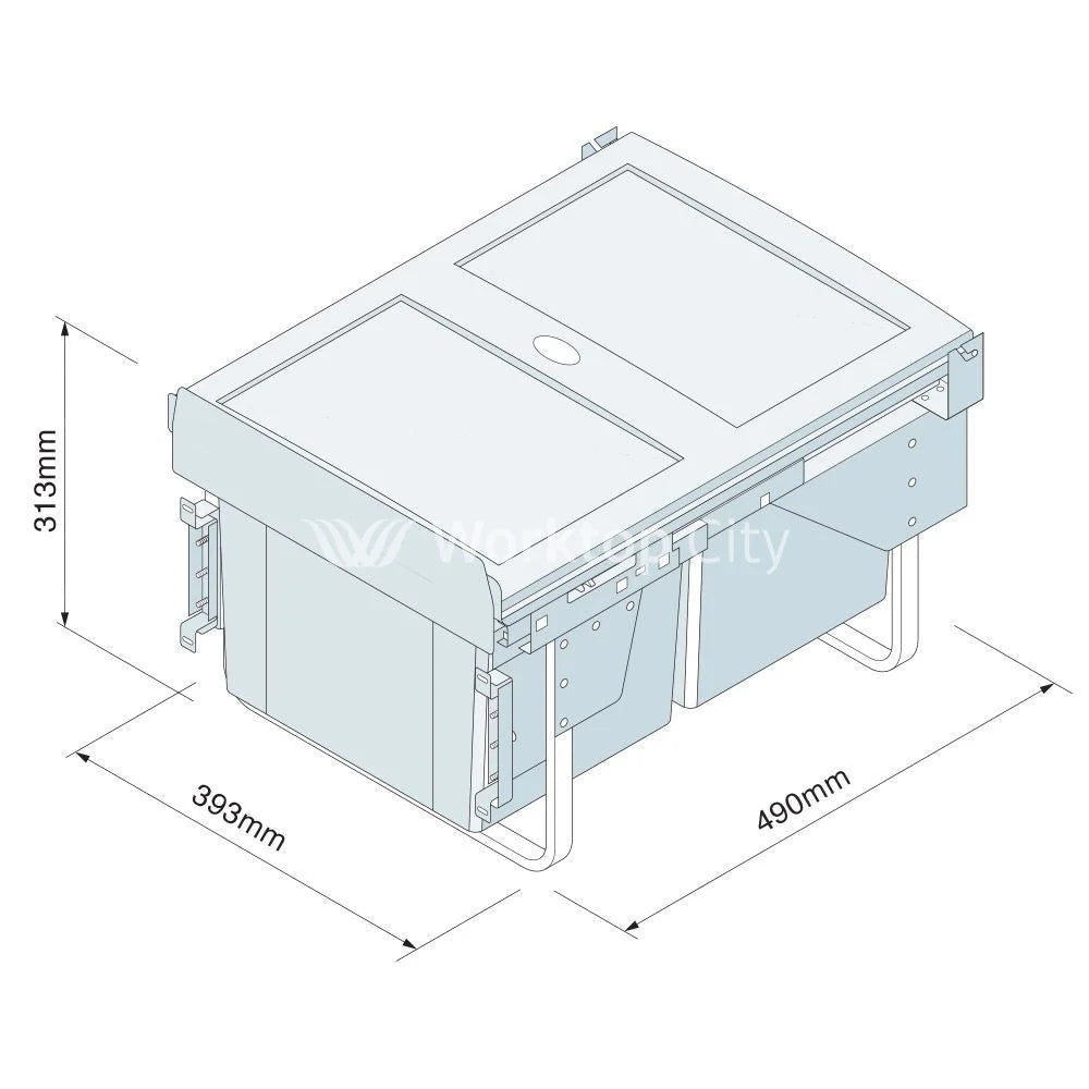 Innostor Pull Out Waste Bin With Soft Close Base Mounted Segregated 30 Litre Capacity 2 x 15 Litre To Suit Minimum
