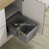 Innostor Pull Out Waste Bin With Soft Close Base Mounted Segregated 30 Litre Capacity 2 x 15 Litre To Suit Minimum