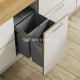 Innostor Pull Out Waste Bin With Soft Close Side Mounted Segregated 62 Litre Capacity 2 x 31 Litre To Suit Minimum