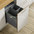 Innostor Pull Out Waste Bin With Soft Close Side Mounted Segregated 68 Litre Capacity 1 x 34 Litre 2 x 17 Litre To Suit