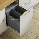 Innostor Pull Out Waste Bin With Soft Close Side Mounted Segregated 68 Litre Capacity 2 x 34 Litre To Suit Minimum