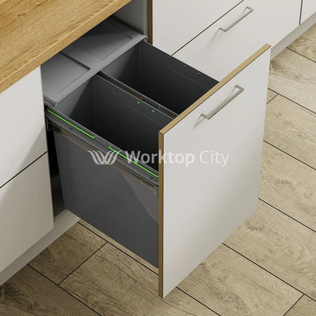Innostor Pull Out Waste Bin With Soft Close Side Mounted Segregated 68 Litre Capacity 2 x 34 Litre To Suit Minimum