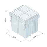 Innostor Pull Out Waste Bin With Soft Close Side Mounted Segregated 68 Litre Capacity 2 x 34 Litre To Suit Minimum